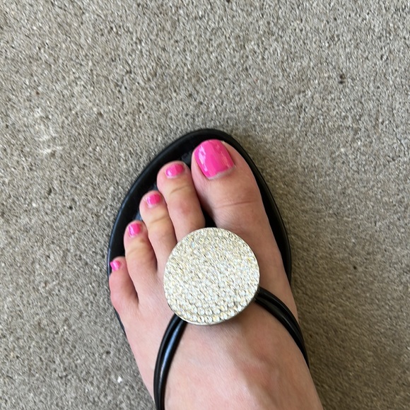 Aldo Black Rhinestone Sandals - Picture 4 of 8